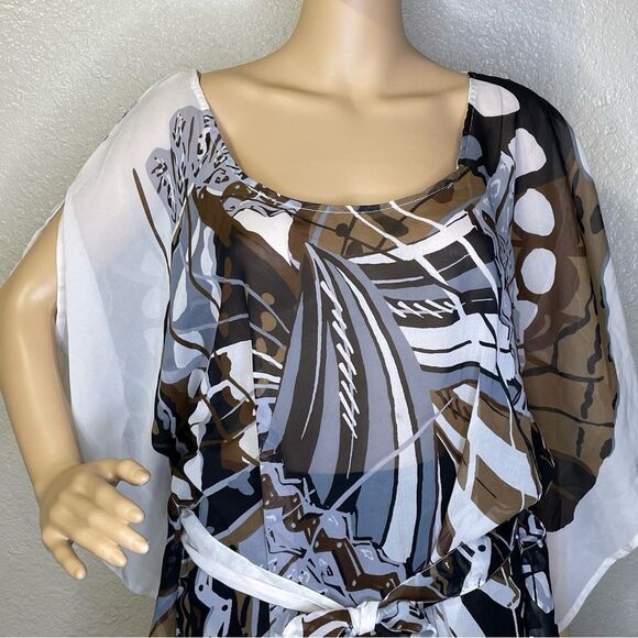 Club Z Collection Lightweight Swim Cover Brown White Gray Size Large - Picture 3 of 10